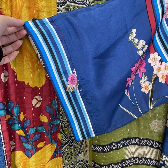 NWT Johnny Was Blue Floral Kygo Nana Silk Reversible Kimono Size 1X - Picture 7 of 16